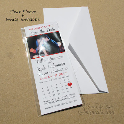 Ticket save the date magnet envelopes