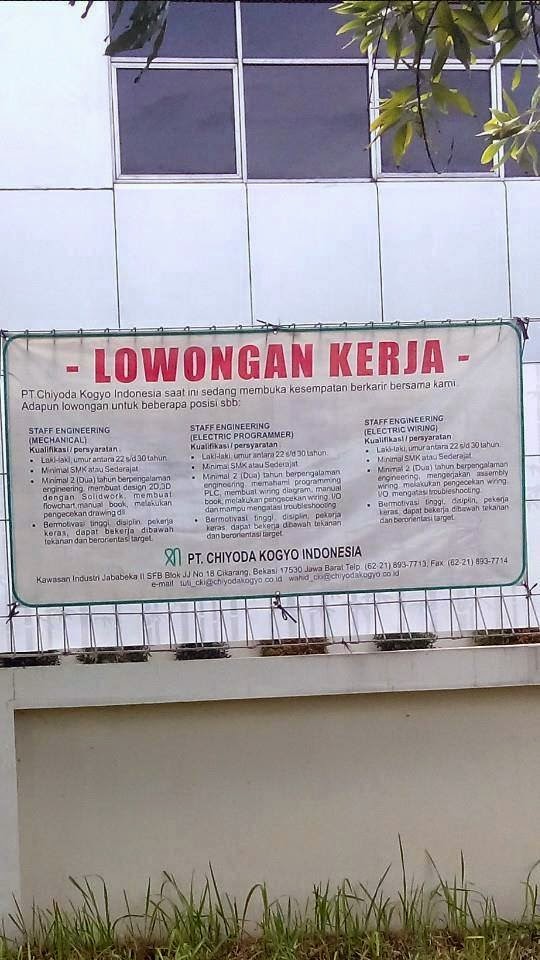 Lowongan Kerja PT. Chiyoda Kogyo Indonesia