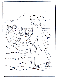  Jesus Christ walking on water coloring page for children