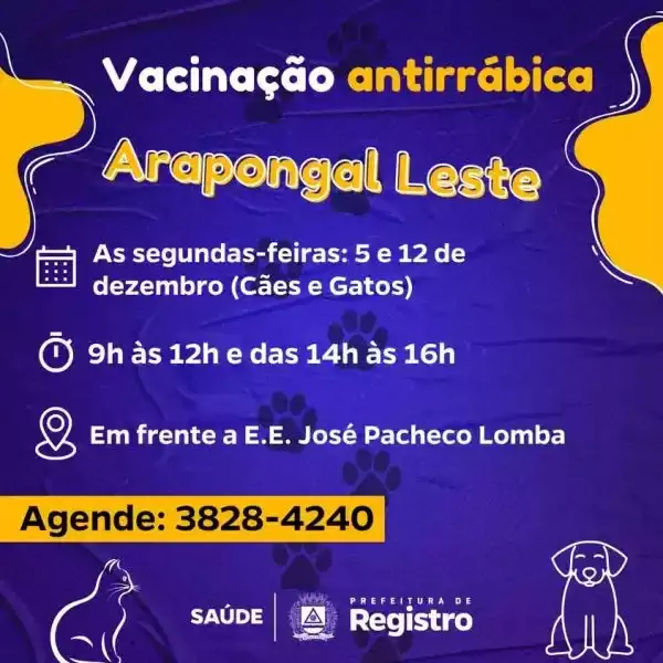 Vacinação Antirrábica no Arapongal Leste em Registro-SP