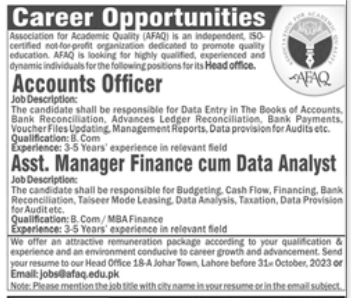Account Officer, Finance manager