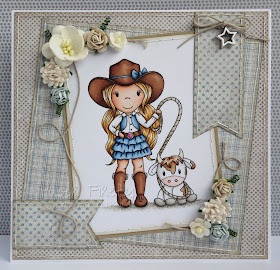 Cowgirl card; image from Paper Nest Dolls, papers by Maja Design