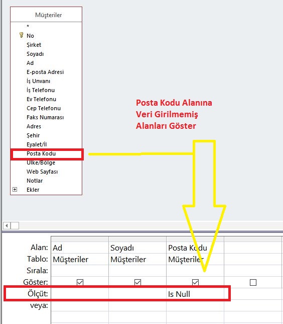 SQL IS NULL ve IS NOT NULL Komutları