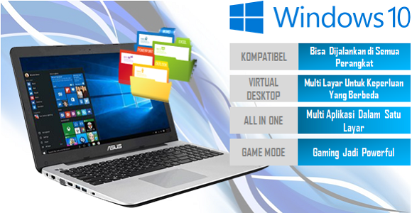 laptop asus x555qg dengan windows 10