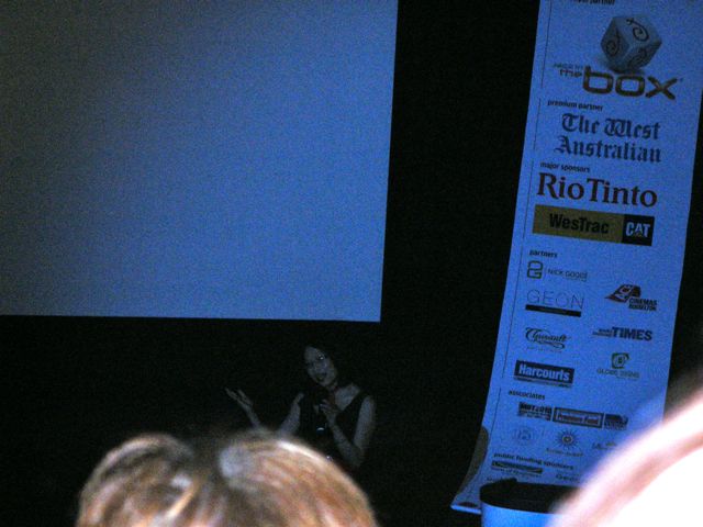 Camille Chen the director introducing the film at the start of the 