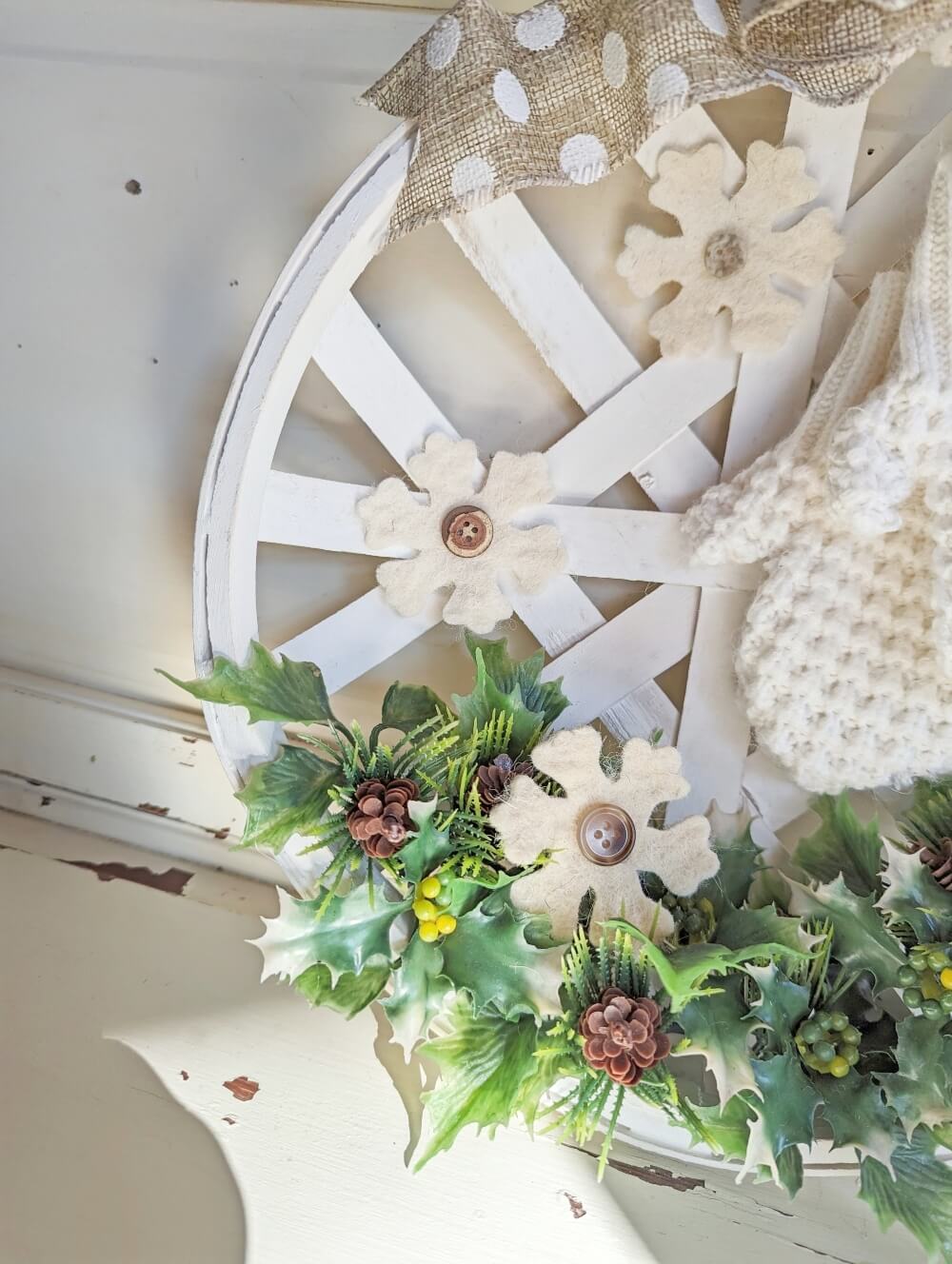 Repurposed Basket Winter Wreath