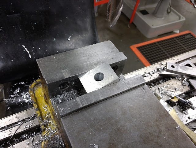 plunge cutting angled hole in aluminum block