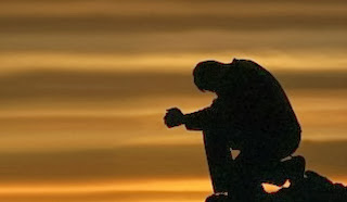 man, sitting, sunset, rock, praying, photo