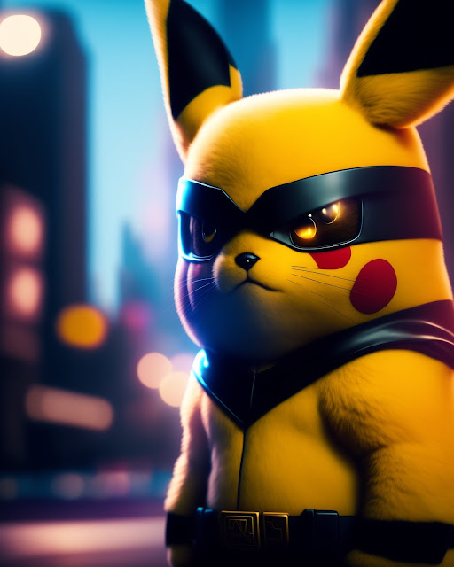 Pikachu as Superhero with black eye mask