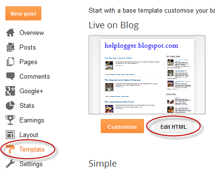 blogger edit html