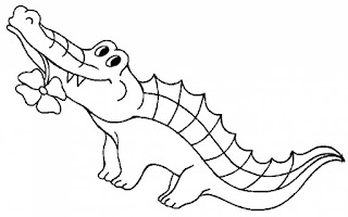 Adorable Baby Crocodile With Flower Coloring Pages