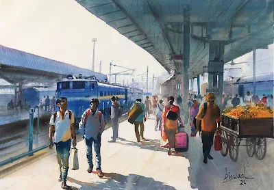 Platfrom Number 3 , Nagpur Jn painting Bijay Biswaal