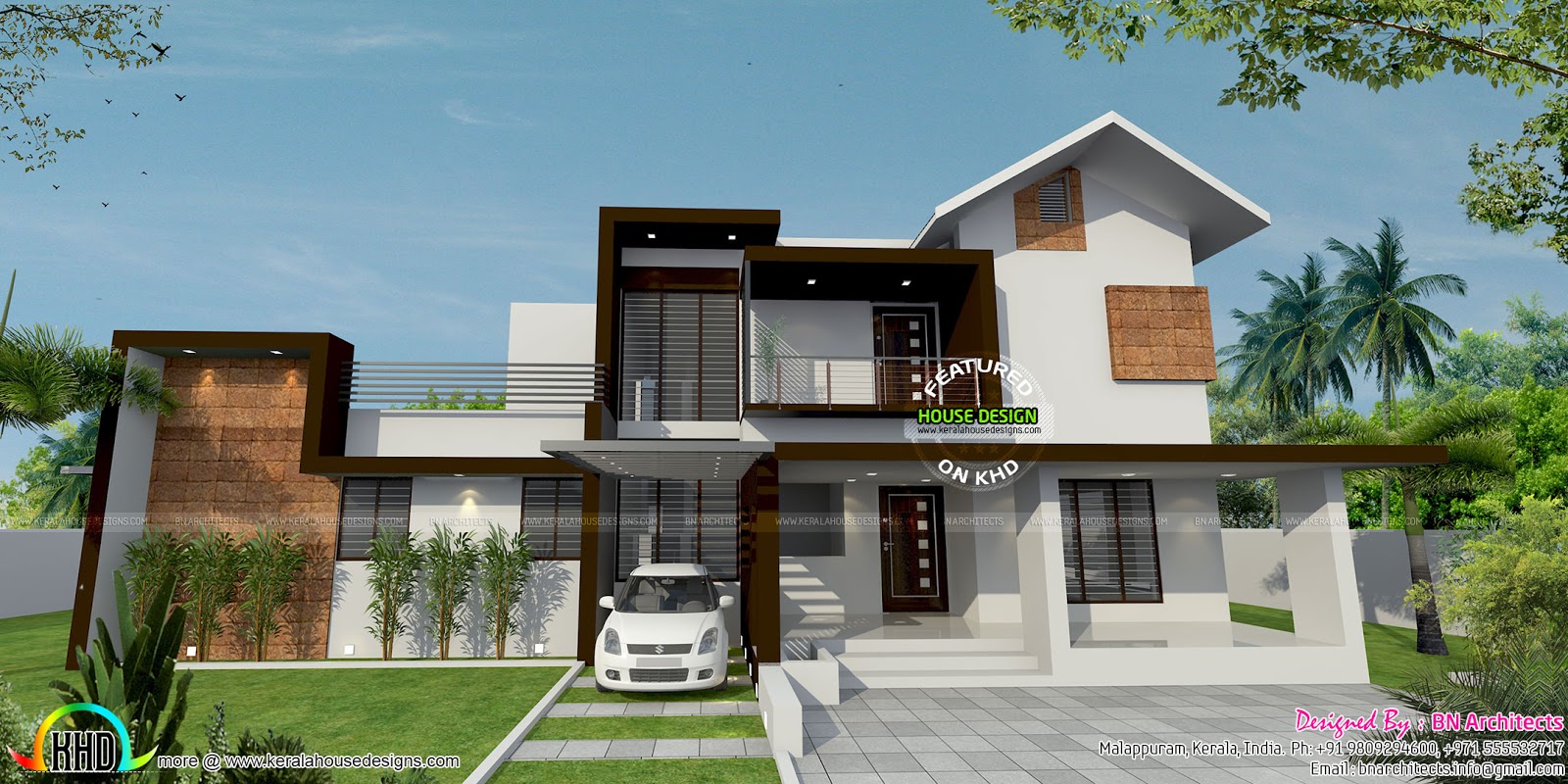 Floor plan  and elevation  by BN architects Kerala home  