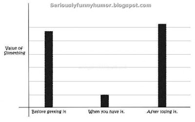 Value of something stages - Before getting it, when you have it, after losing it - TRUE