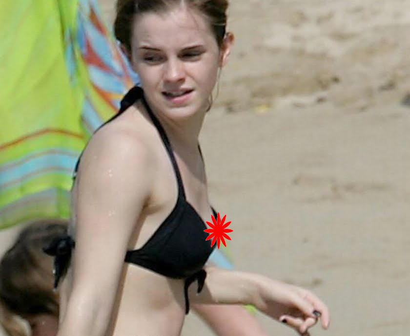 Emma Watson Wardrobe Malfunction Jamaica Beach