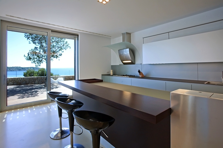 Kitchen in Modern mansion on the cliffs of Mallorca 