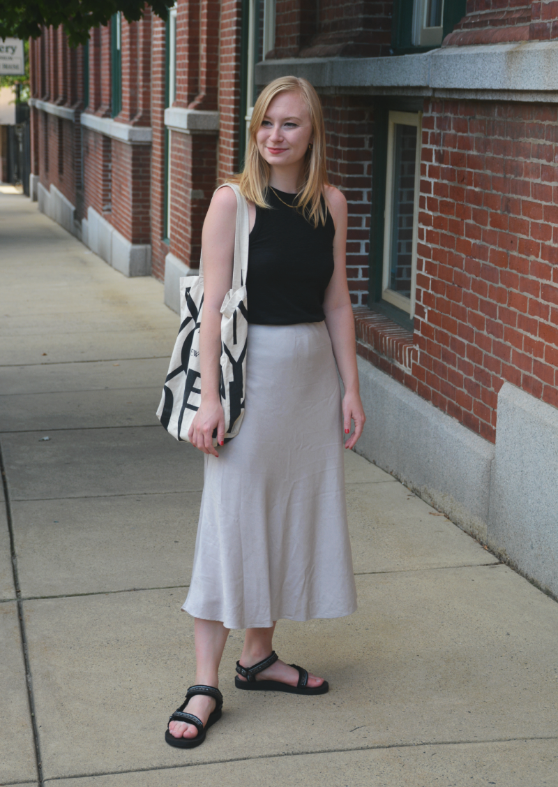 Styling Sporty Sandals with a Skirt | Organized Mess