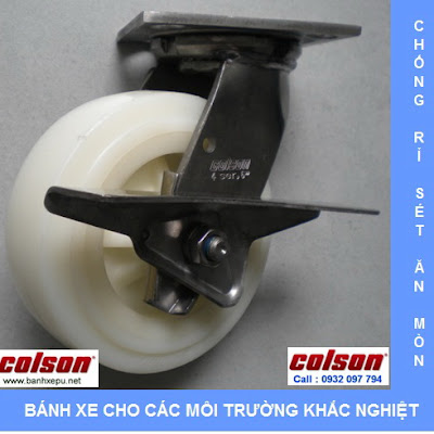 Bánh xe đẩy càng inox 304 Colson chịu lực phi 150 | 4-6409-824-BRK3 www.banhxedayhang.net