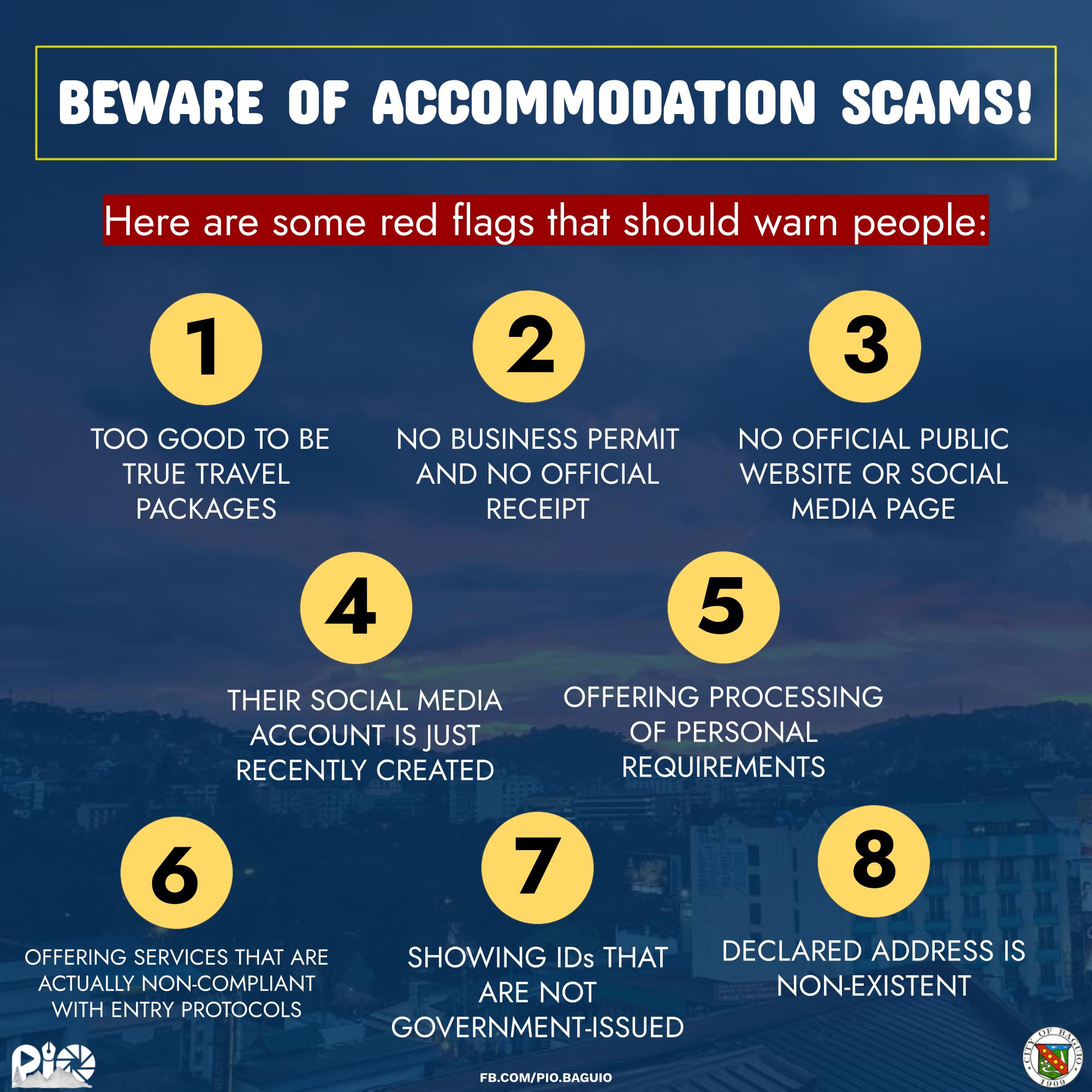red flags that should warn people of accommodation scam in Baguio City