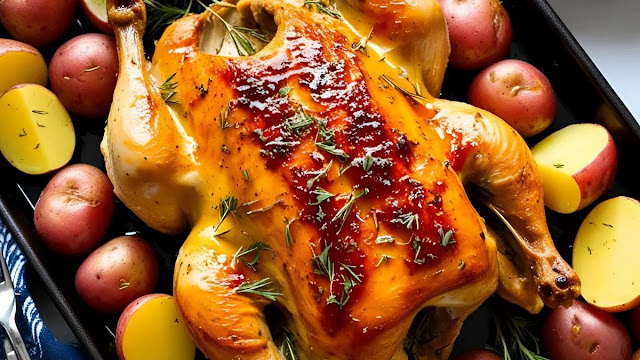Greek Honey Mustard Roast Chicken and Potatoes
