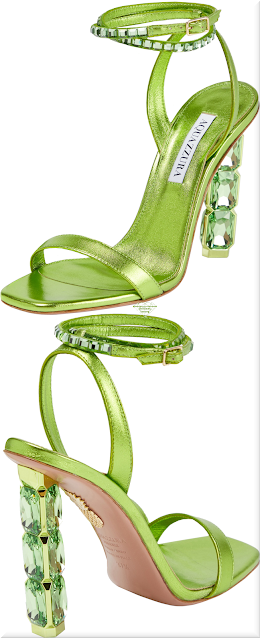 ♦Aquazzura lime green Aura embellished leather sandal #aquazzura #shoes #green #brilliantluxury