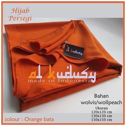  Jilbab Segi Empat Warna Orange  Voal Motif