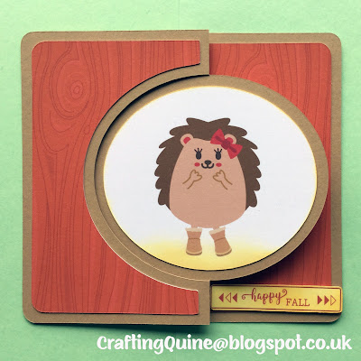 Make a Fall Hedgehog Swing Card. designed by Janet Packer (Crafting Quine) using the FREE swing card design from Simply Crafty SVGs and the Fall Hedgehog Clipart from Sanqunetti Design.