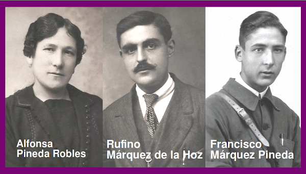 Criminales franquistas asesinaron en 1940 a Alfonsa Pineda Robles en el cementerio del Este de Madrid, a su marido Rufino Márquez de la Hoz en Aranjuez en 1939, y a Francisco, hijo de ambos, en Alcalá de Henares en 1940 