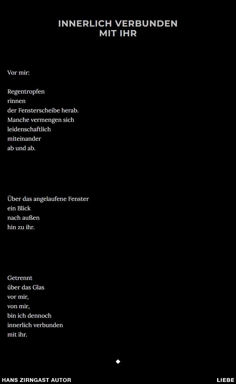 Hans Zirngast Autor - Innerlich verbunden mit ihr - Liebesgedicht