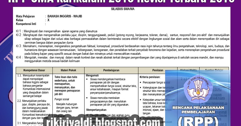 RPP SMA Kurikulum 2013 Revisi Terbaru 2016 - Belajar Mengajar