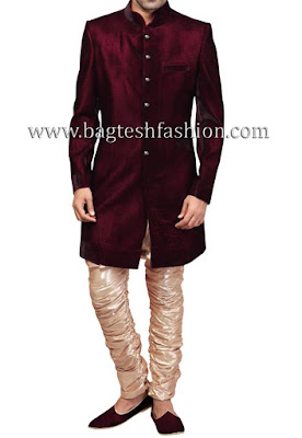 Buy Maroon Velvet Indowestern Sherwani