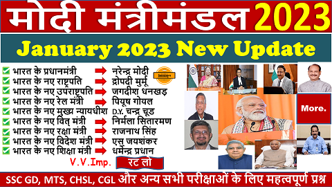 मोदी मंत्रिमंडल 2023 | Modi Mantrimandal 2023 | Modi Ministers Name List [PDF] | Latest and new appointments 2023 | Current Affairs 2023 in Hindi 