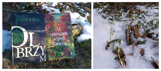 kolaż dwóch zdjęć, na jednym okładki omawianych w tekście książek, na drugim zdjęciu przebiśniegi i śnieg