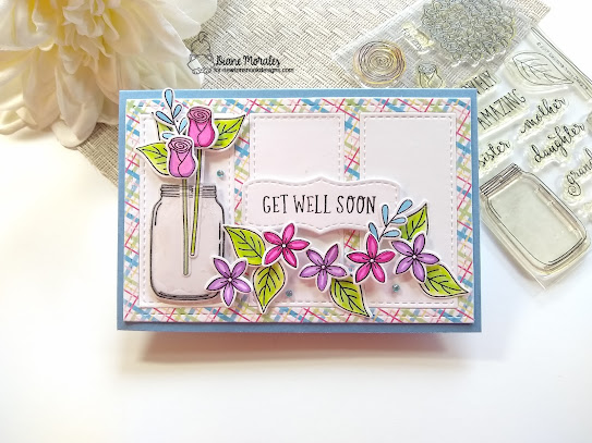 Get well soon by Diane features Lovely Blooms, A7 Frames & Banners, Springtime, and Heartfelt Essentials by Newton's Nook Designs; #inkypaws, #newtonsnook, #springcards, #cardmaking, #getwellcards