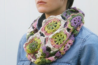 Infinity Blossom Cowl Crochet Pattern by Susan Carlson of Felted Button