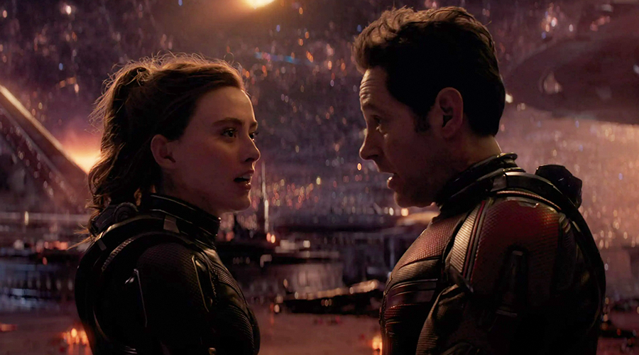 Paul Rudd as Scott Lang and Kathryn Newton as Cassie Lang in Ant-Man and the Wasp: Quantumania.