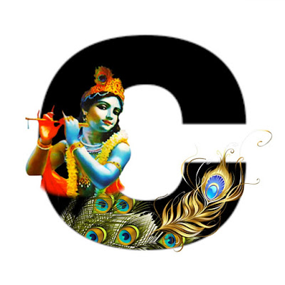 English Alphabets C with Lord Krishna Image