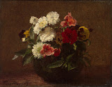 Flowers in an Earthenware Vase by Henri Fantin-Latour - Still Life Paintings from Hermitage Museum