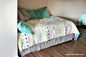 attic bedroom, reclaimed wood, barn wood, teen room, grey, Target, laminate, minwax, http://bec4-beyondthepicketfence.blogspot.com/2015/08/attic-bedroom-update.html