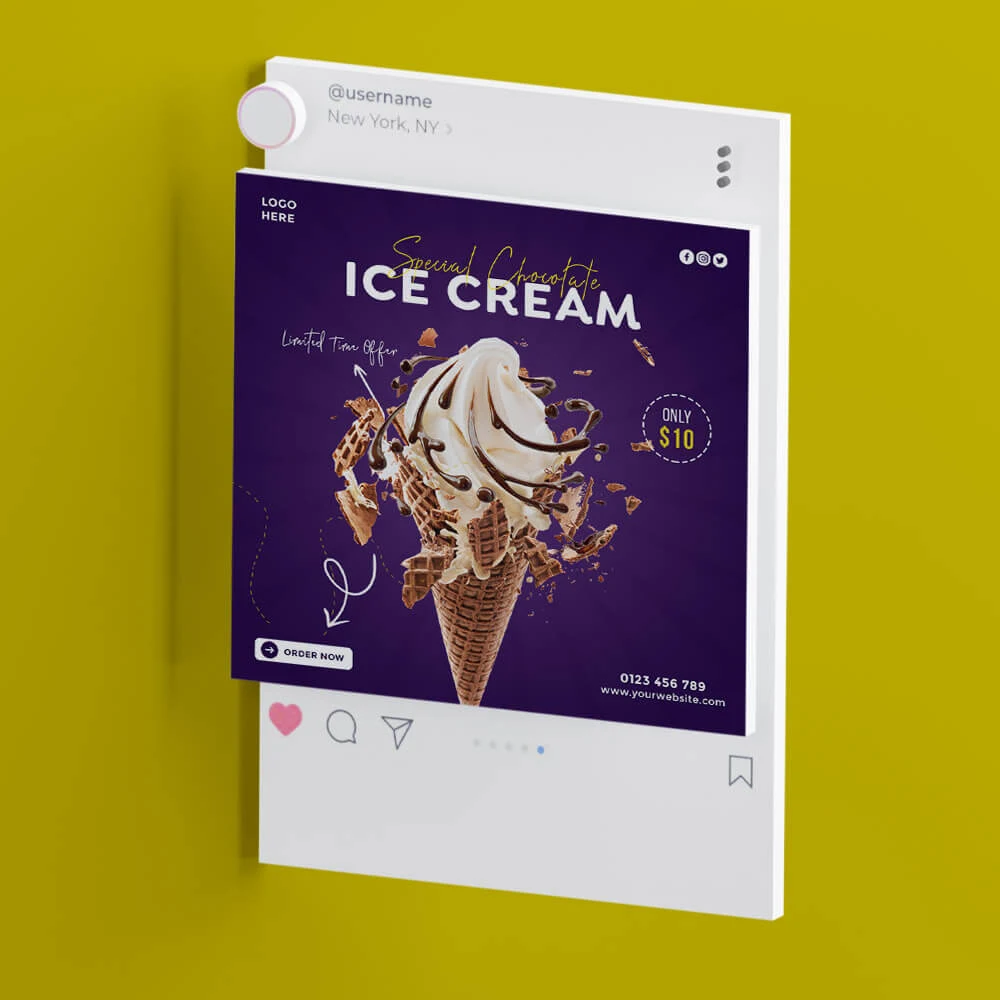 Facebook Post template For Ice Cream Offer Design