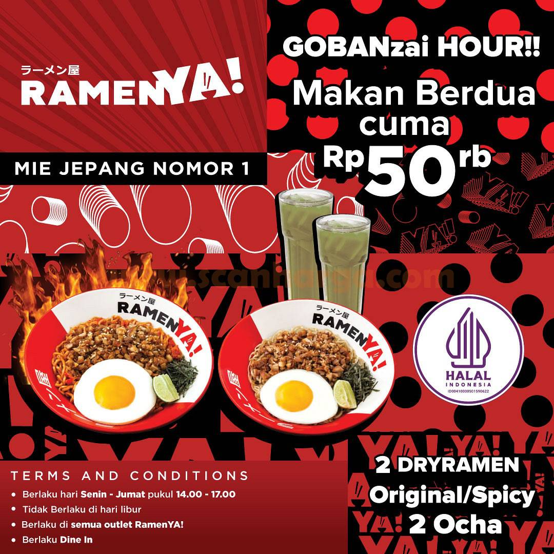Promo RamenYA! GOBANzai HOUR – Makan Berdua Hanya Rp. 50RB*