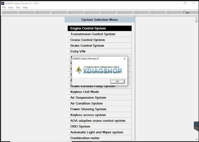 vxdiag subaru ssm3 Error ‘Communication initialization failed