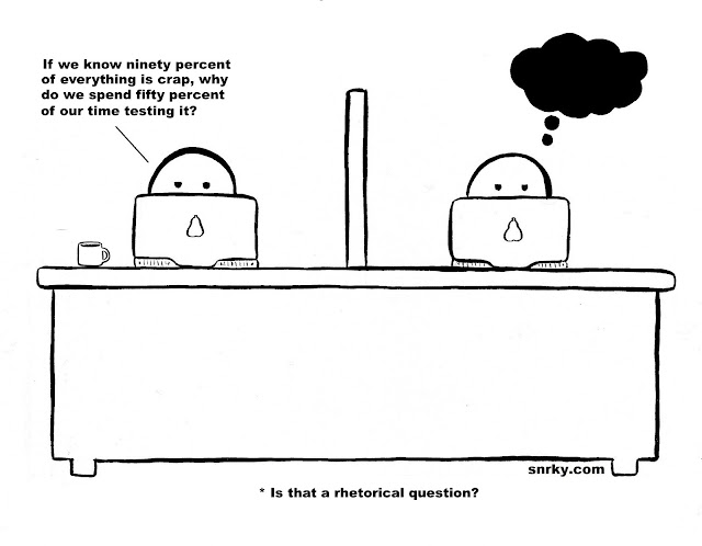 Two in a Cube: If we know ninety percent of everything is crap, why do we spend fifty percent of our time testing it?