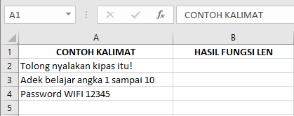 Rumus Fungsi “LEN” pada Microsoft Excel dan Contohnya