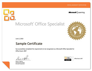 ejemplo certificado de Microsoft