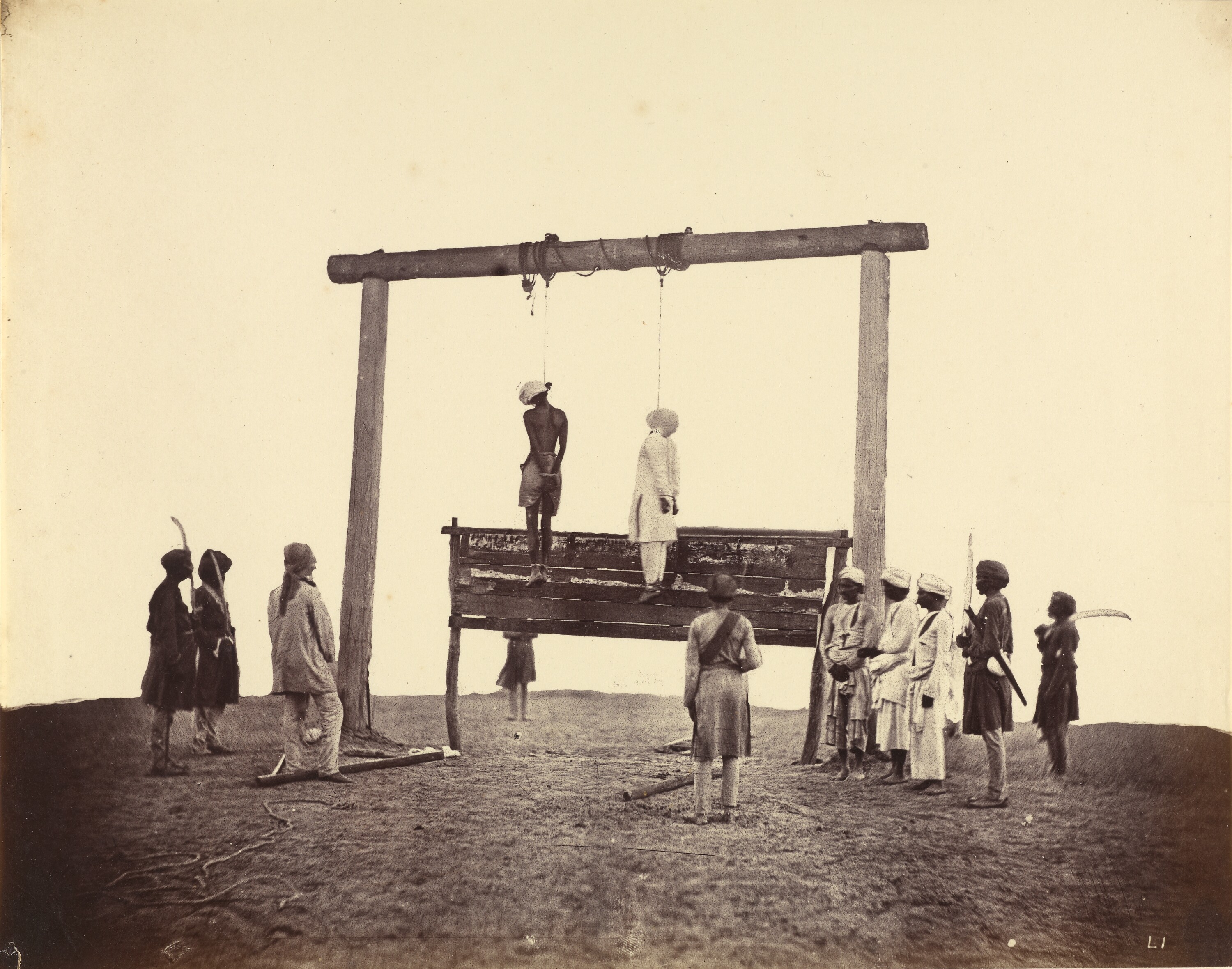 Hanging of Two Sepoys of Indian Mutiny at Lucknow, Uttar Pradesh, India in 1857 | Indian Rebellion of 1857 | Rare & Old Vintage Photos (1857)