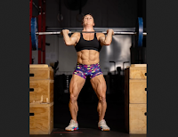 Huge muscles of massive female bodybuilder