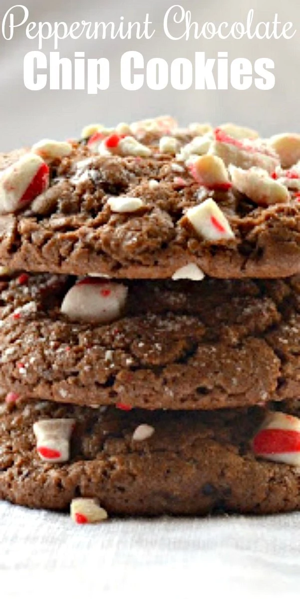 Peppermint Chocolate Chip Mocha Cookies recipe is a favorite Christmas Cookie with Chocolate Peppermint Cookies filled with chocolate chips and peppermint pieces from Serena Bakes Simply From Scratch.