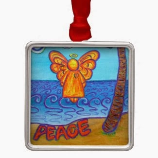 Joy and Peace Beach Angel Ornament