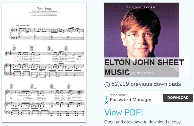 ELTON JOHN — Your Song Piano Sheet Music Free | Piano Sheet Music